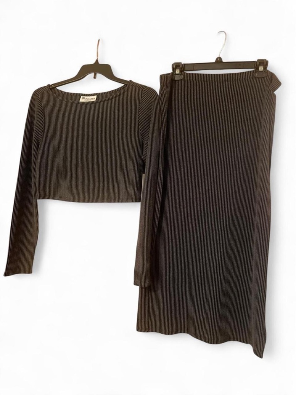 No Boundaries Black Ribbed Knit Crop Top & Maxi Skirt Set